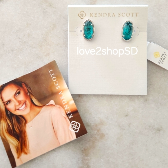 Kendra Scott London Blue Ellie silver stud earrings NWT - Picture 4 of 4